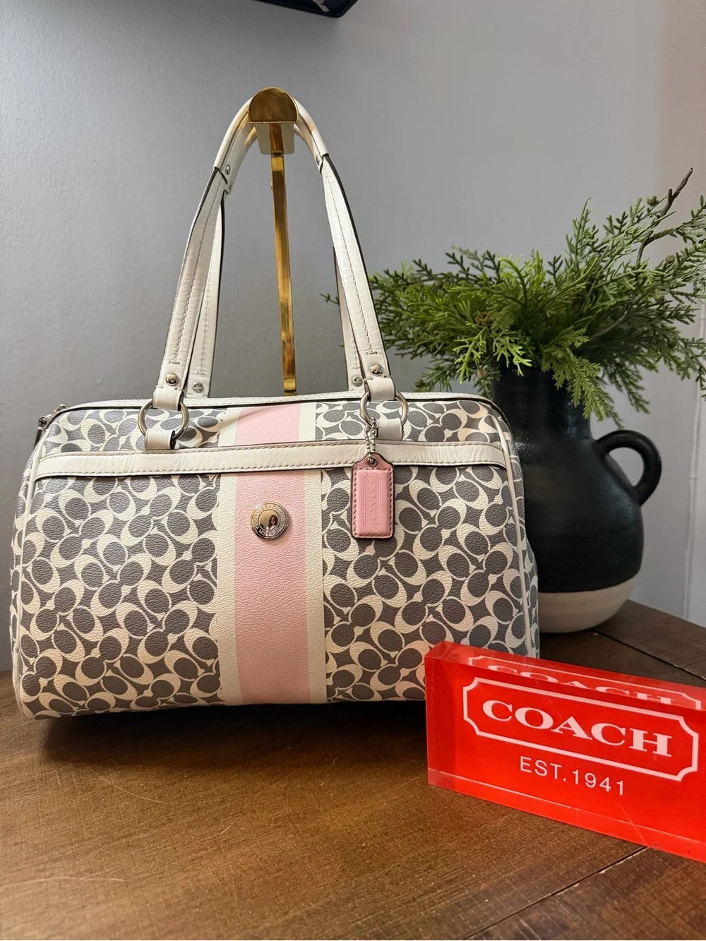 Coach Chelsea Heritage Satchel/Shoulder Bag & Cosmetic Pouch